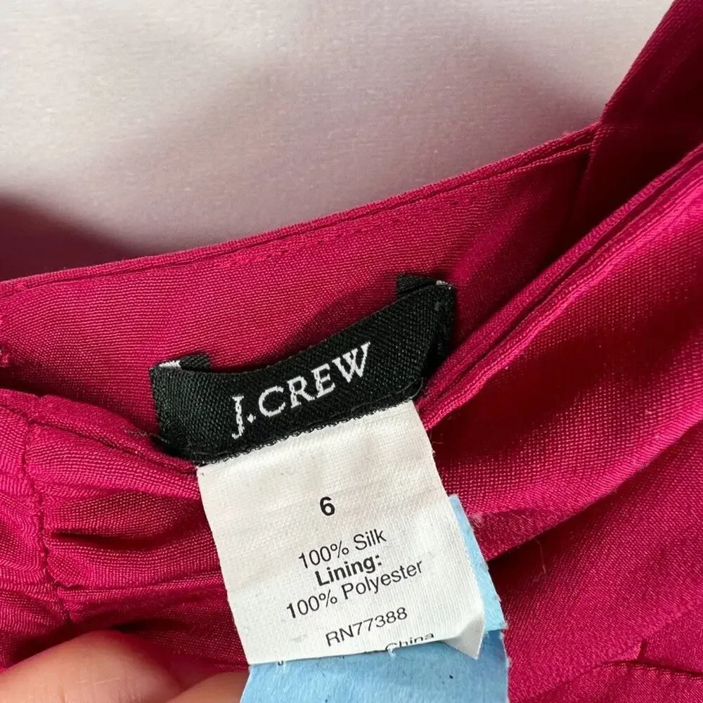 J. Crew Fuchsia 100% Silk Party Dress Size 6
